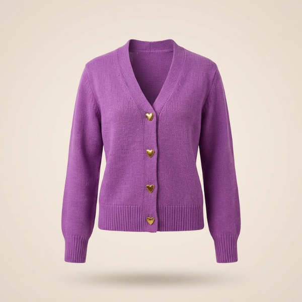 VICTORIA | Strikket Cardigan med Hjerteknapper