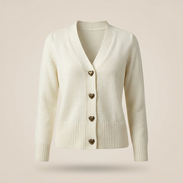 VICTORIA | Strikket Cardigan med Hjerteknapper