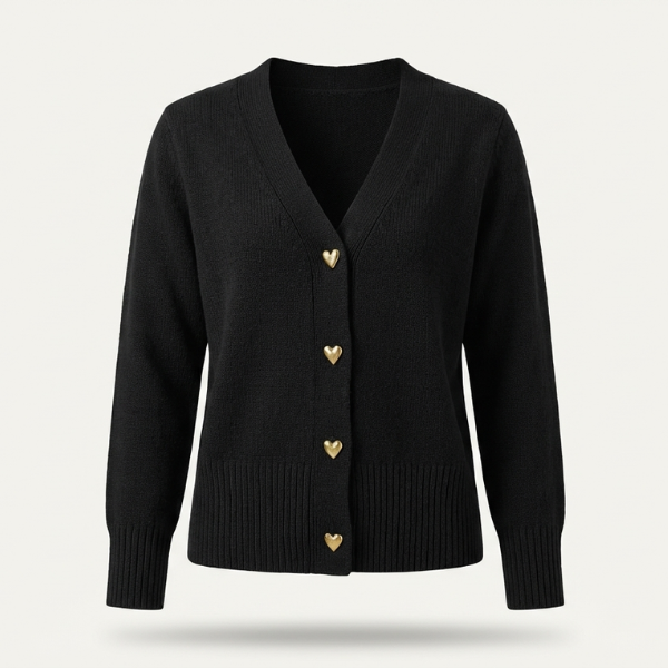 VICTORIA | Strikket Cardigan med Hjerteknapper