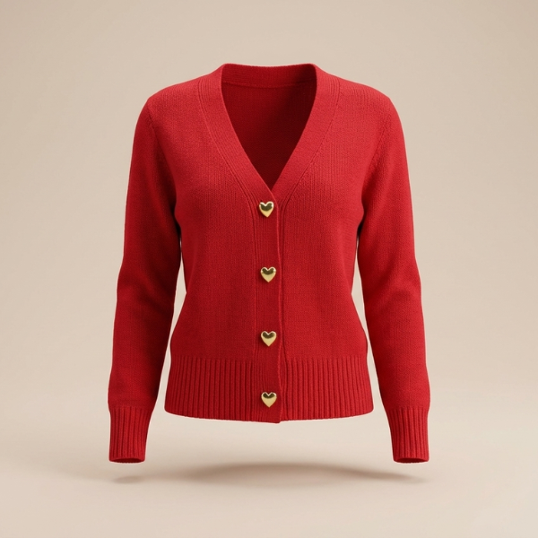 VICTORIA | Strikket Cardigan med Hjerteknapper
