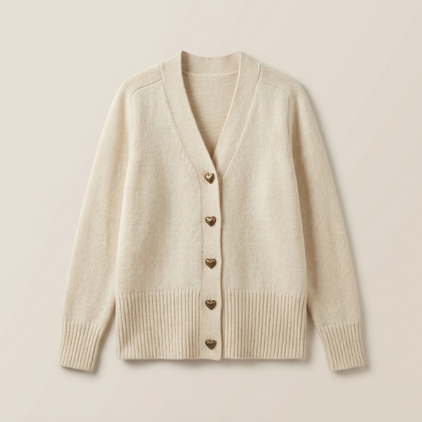 VICTORIA | Strikket Cardigan med Hjerteknapper