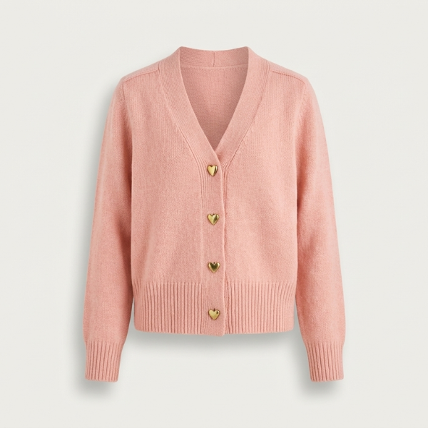 VICTORIA | Strikket Cardigan med Hjerteknapper